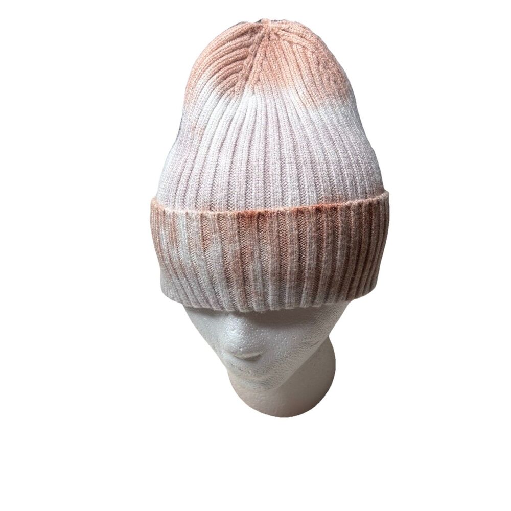 Sonoma Tie Dye Rib Knit Beanie Hat Orange White Unisex OS EUC